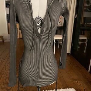 Gray Striped Jumpsuit